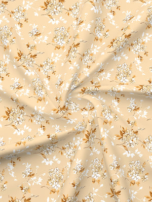 Aura Microfibre 110 GSM Beige Floral 1 King Size Bedsheet with 2 Pillow Covers