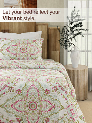 Serenity 100% Cotton 200 TC Multicolor Ethnic Single Size Bedsheet with 1 Pillow Cover (Jaipur Medallion)