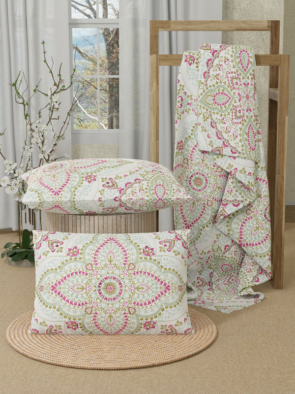 Serenity 100% Cotton 200 TC Multicolor Ethnic Double Size Bedsheet with 2 Pillow Covers (Jaipur Medallion)