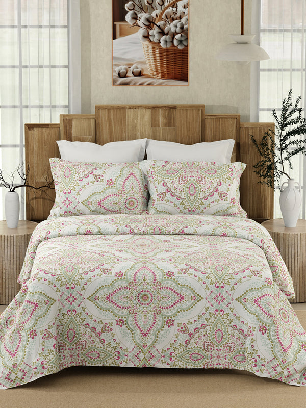 Serenity 100% Cotton 200 TC Multicolor Ethnic Double Size Bedsheet with 2 Pillow Covers (Jaipur Medallion)