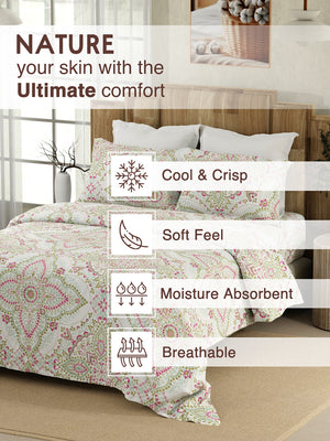 Serenity 100% Cotton 200 TC Multicolor Ethnic Double Size Bedsheet with 2 Pillow Covers (Jaipur Medallion)