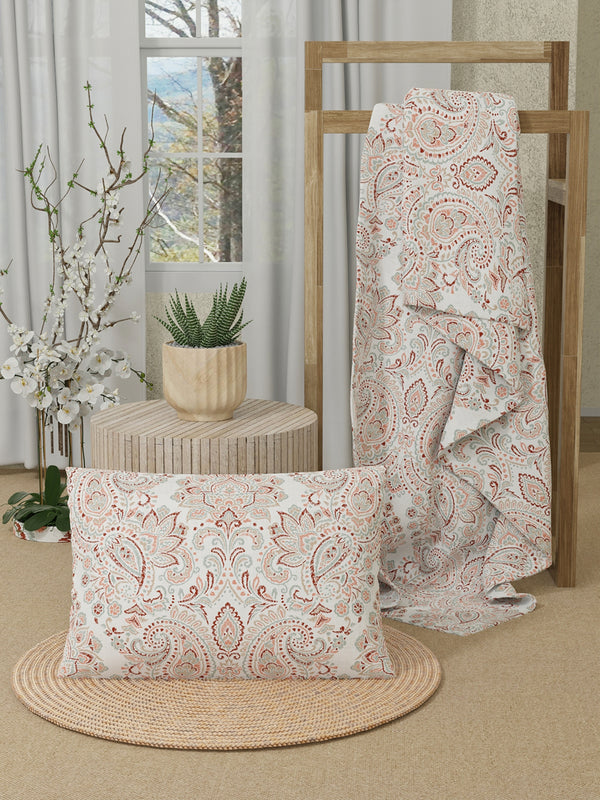 Serenity 100% Cotton 200 TC Multicolor Ethnic Single Size Bedsheet with 1 Pillow Cover (Kalampur Design)