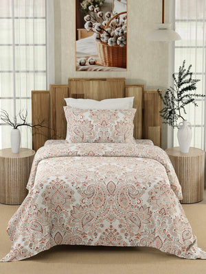 Serenity 100% Cotton 200 TC Multicolor Ethnic Single Size Bedsheet with 1 Pillow Cover (Kalampur Design)