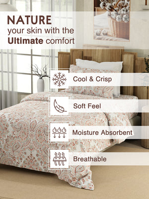 Serenity 100% Cotton 200 TC Multicolor Ethnic Single Size Bedsheet with 1 Pillow Cover (Kalampur Design)