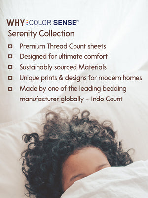 Serenity 100% Cotton 200 TC Blue Ethnic King Size Bedsheet with 2 Pillow Covers (Landour Tile)