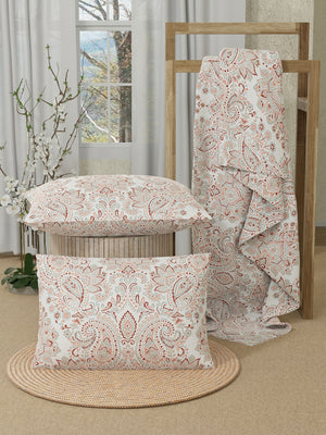 Double Size Bedsheet Set, 100% Cotton 200 TC Red Kalampur Design Printed