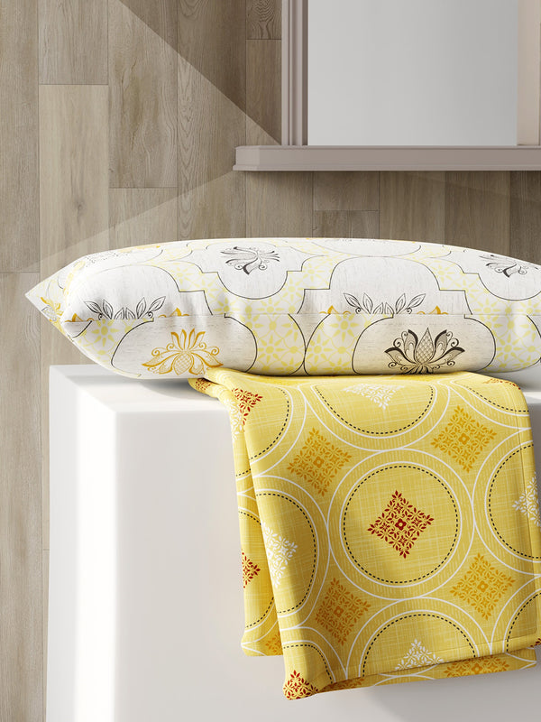 Ivy Microfibre 125 GSM Yellow Ethnic 1 Single Size Bedsheet with 1 Pillow Cover