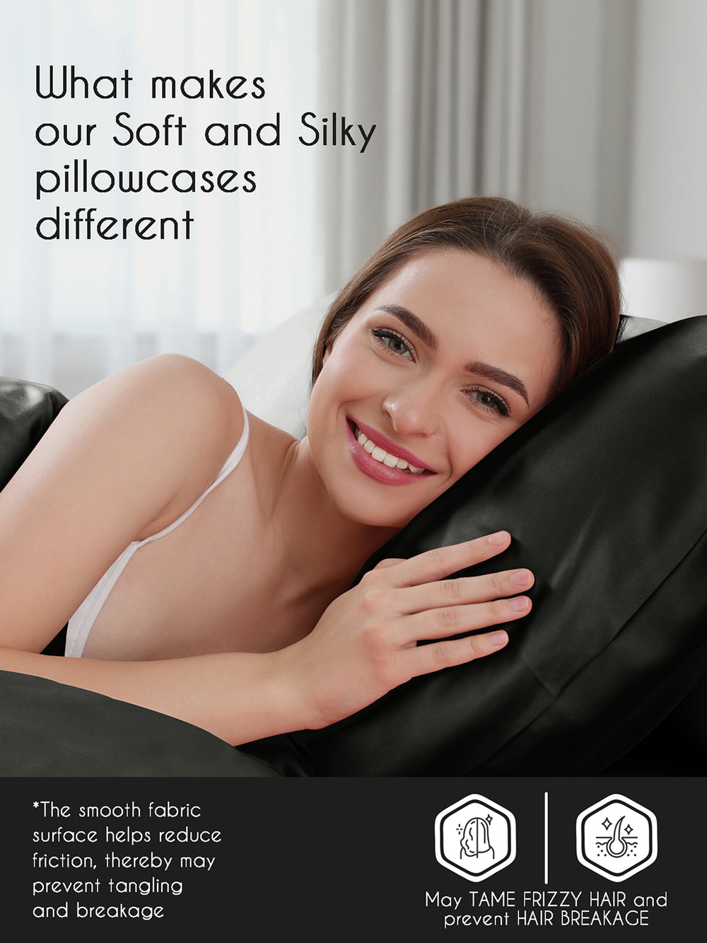 Micro Silky Satin 85 GSM Mystic Black Pillow Covers - Pack of 2