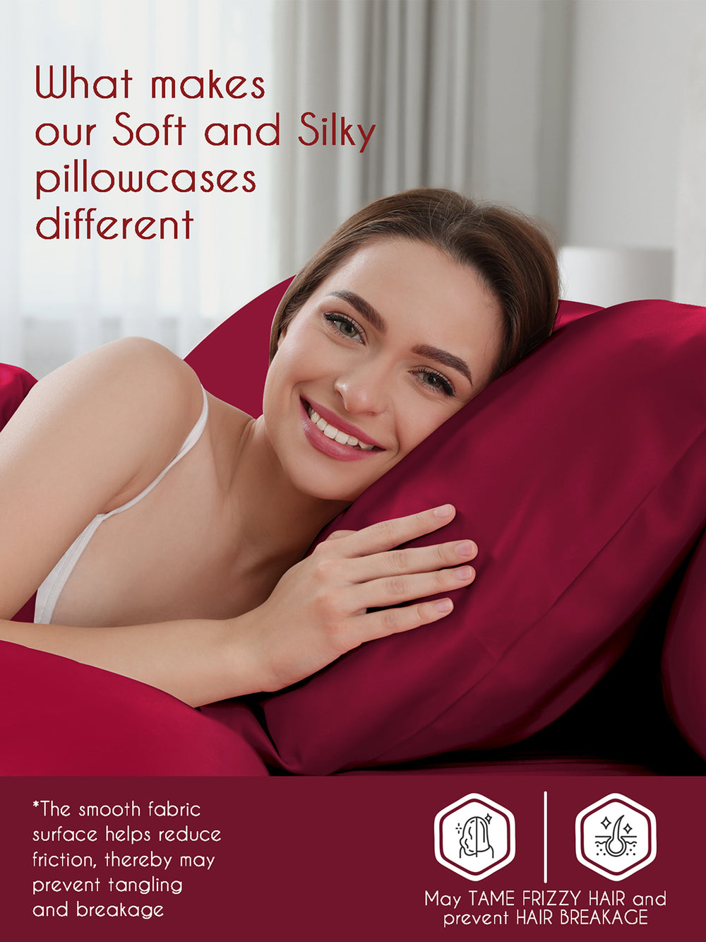 Micro Silky Satin 85 GSM Majestic Maroon Pillow Covers - Pack of 2