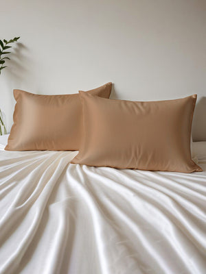 Micro Silky Satin 85 GSM Copper Pillow Covers - Pack of 2