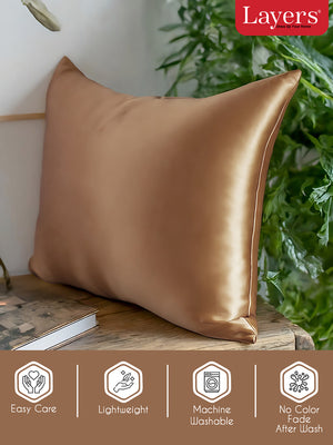 Micro Silky Satin 85 GSM Copper Pillow Covers - Pack of 2