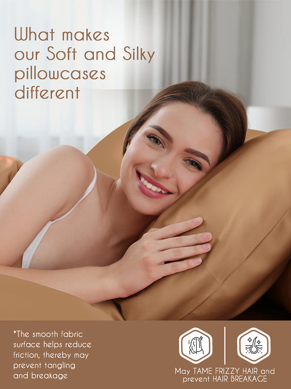Micro Silky Satin 85 GSM Copper Pillow Covers - Pack of 2