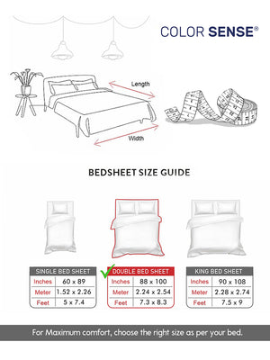Double Size Bedsheet Set, 100% Cotton 200 TC White Botanical Floral Printed