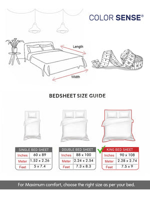 Serenity 100% Cotton 200 TC White Floral 1 King Size Bedsheet with 2 Pillow Covers