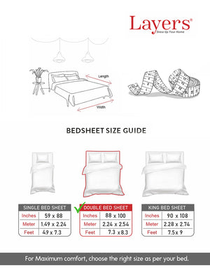Emaline 100% Cotton 144 TC Multicolor Ethnic 1 Double Size Bedsheet with 2 Pillow Covers