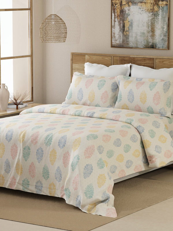 Emaline 100% Cotton 144 TC Multicolor King Size Bedsheet with 2 Pillow Covers (Paisley Block)