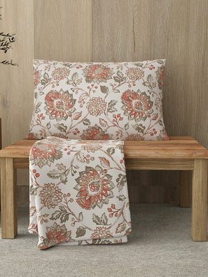 Zen 225 CVC Multicolor Floral 1 Single Size Bedsheet with 1 Pillow Cover