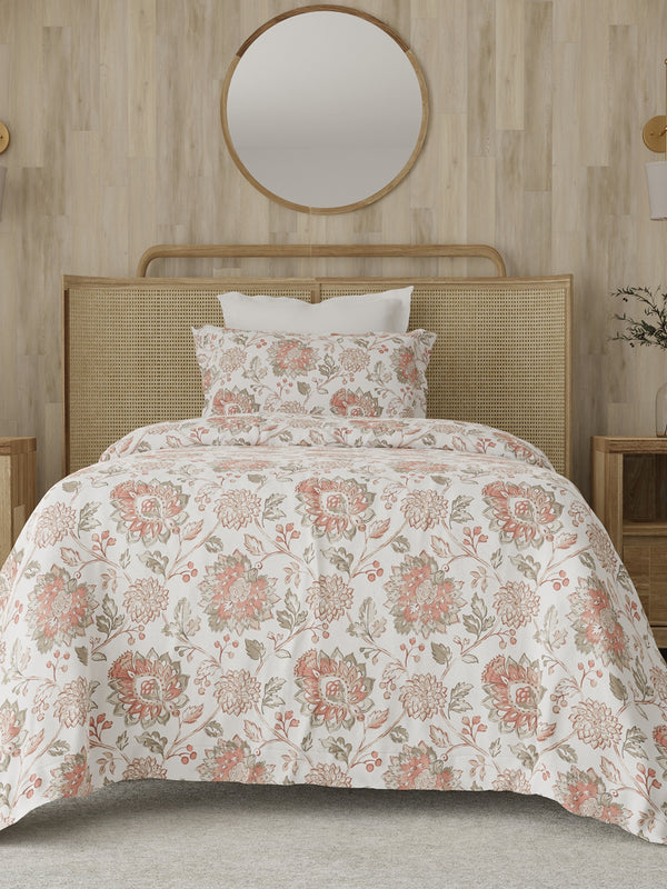 Zen 225 CVC Multicolor Floral 1 Single Size Bedsheet with 1 Pillow Cover