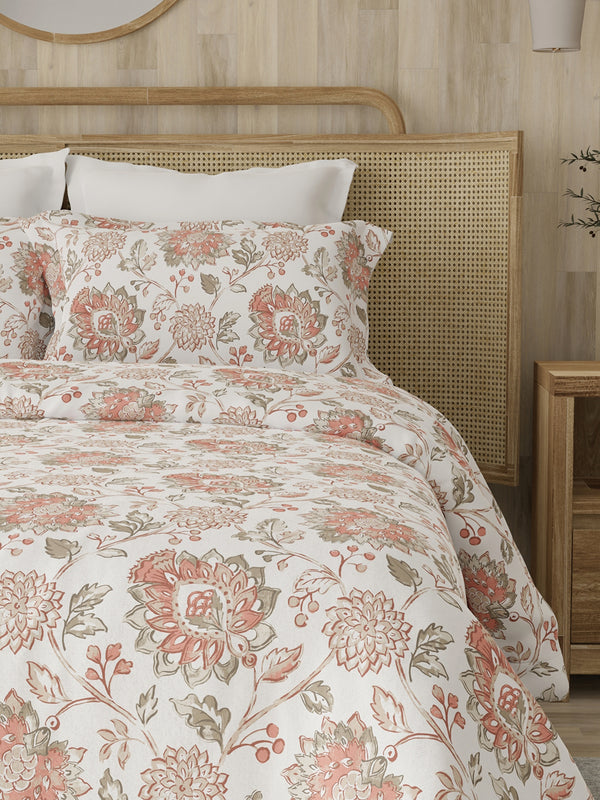 Zen 225 CVC Multicolor Floral 1 King Size Bedsheet with 2 Pillow Covers
