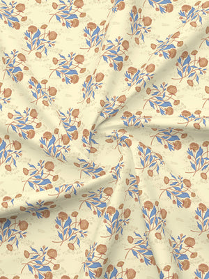 Marigold 100% Cotton 144 TC Light Yellow Floral King Size Bedsheet with 2 Pillow Covers