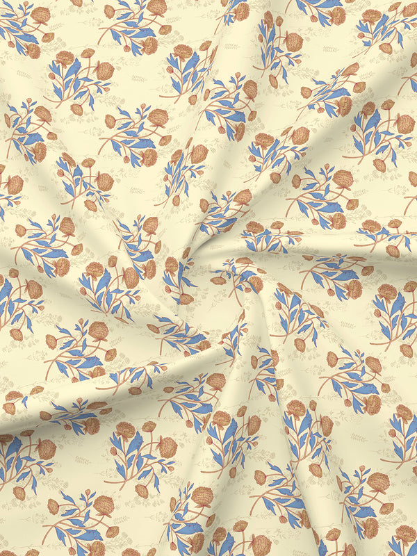 Marigold 100% Cotton 144 TC Light Yellow Floral King Size Bedsheet with 2 Pillow Covers