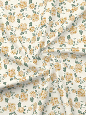 Marigold 100% Cotton 144 TC Cream Floral King Size Bedsheet with 2 Pillow Covers