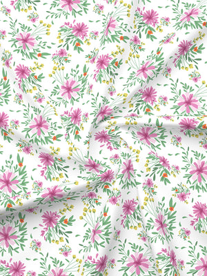 Marigold 100% Cotton 144 TC Multicolor Floral King Size Bedsheet with 2 Pillow Covers