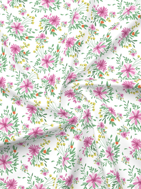 Marigold 100% Cotton 144 TC Multicolor Floral King Size Bedsheet with 2 Pillow Covers