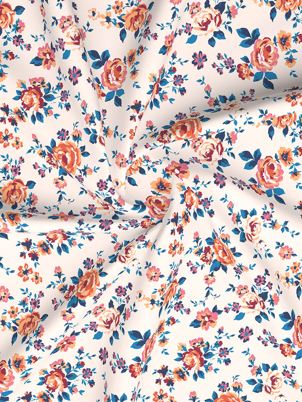 Marigold 100% Cotton 144 TC Pink Floral 1 King Size Bedsheet with 2 Pillow Covers