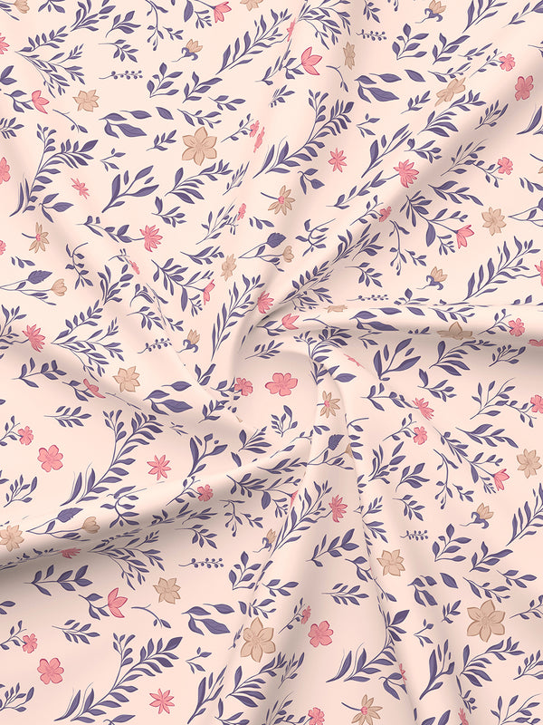 Marigold 100% Cotton 144 TC Pink Floral King Size Bedsheet with 2 Pillow Covers