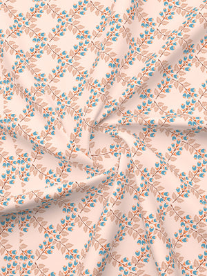 Marigold 100% Cotton 144 TC Peach Floral King Size Bedsheet with 2 Pillow Covers