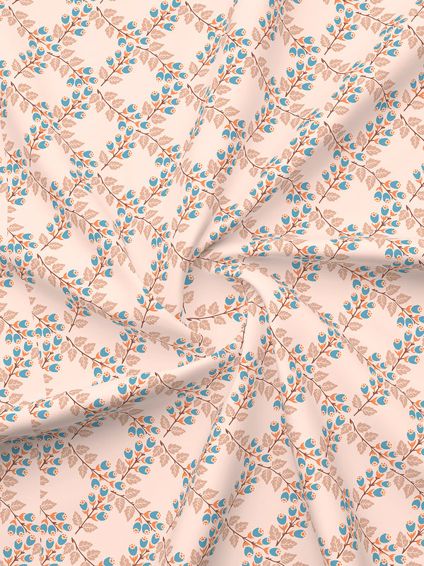 Marigold 100% Cotton 144 TC Peach Floral King Size Bedsheet with 2 Pillow Covers