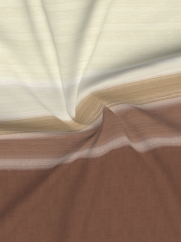 Duracount 225 CVC Brown Stripes 1 King Size Bedsheet with 2 Pillow Covers