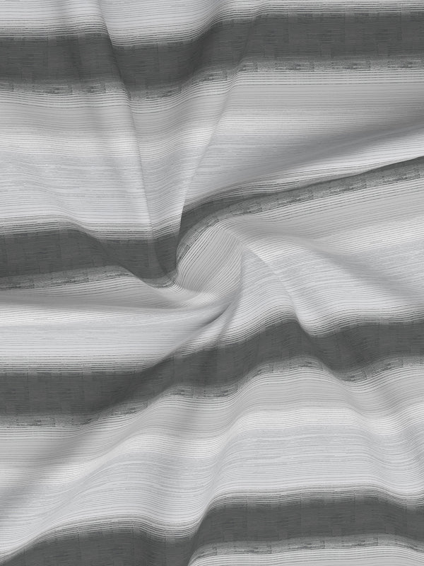 Duracount 225 CVC Grey Stripes 1 King Size Bedsheet with 2 Pillow Covers