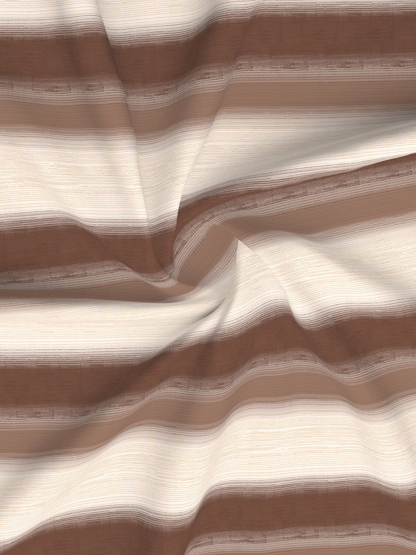 Duracount 225 CVC Brown Stripes 1 King Size Bedsheet with 2 Pillow Covers