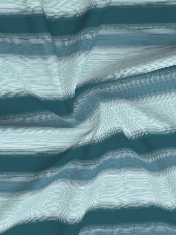 Duracount 225 CVC Blue Stripes 1 King Size Bedsheet with 2 Pillow Covers