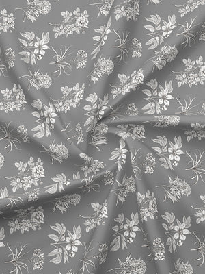 Illuminating Homes 100% Cotton 144 TC Grey Floral Double Size Bedsheet with 2 Pillow Covers
