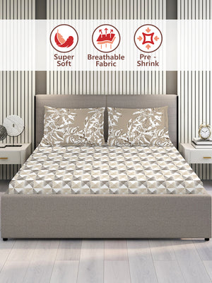 Illuminating Homes 100% Cotton 144 TC Multicolor Geometrical Double Size Bedsheet with 2 Pillow Covers