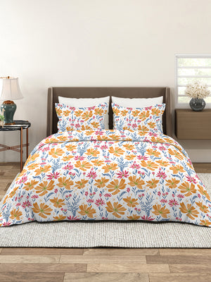 Bloom Microfibre 115 GSM Multicolor Floral Double Size Bedsheet with 2 Pillow Covers