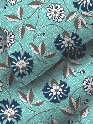 Bloom Microfibre 115 GSM Blue Floral Double Size Bedsheet with 2 Pillow Covers