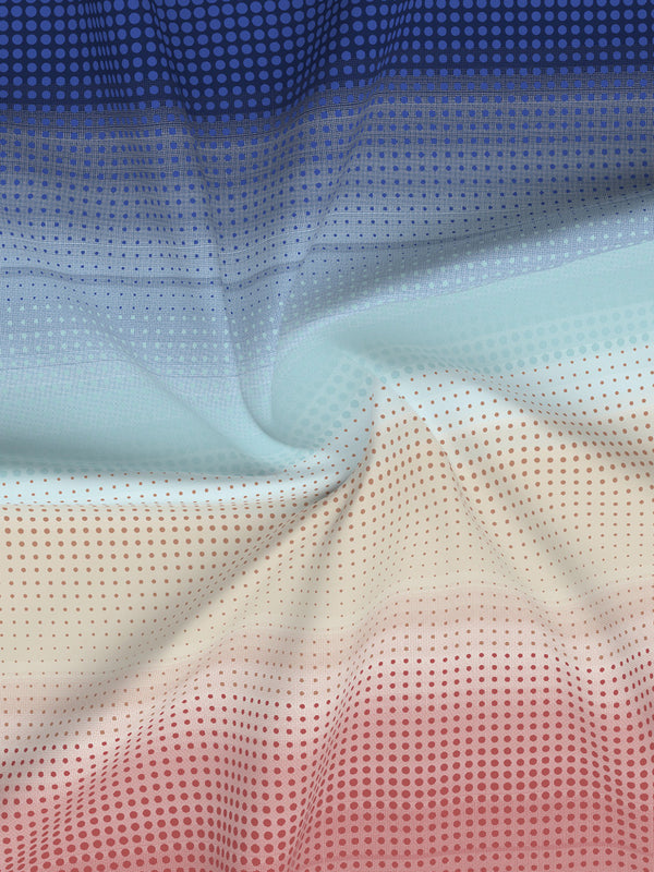 Durathread 225 CVC Pink Blue Stripes 1 King Size Bedsheet with 2 Pillow Covers