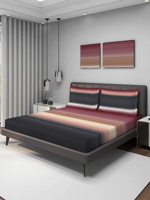 Durathread 225 CVC Multicolor Stripes 1 King Size Bedsheet with 2 Pillow Covers