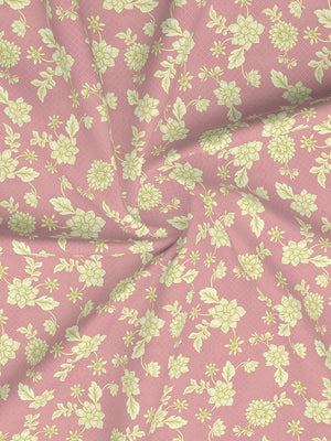 Home Easy 100% Cotton 144 TC Pink Floral King Size Bedsheet with 2 Pillow Covers