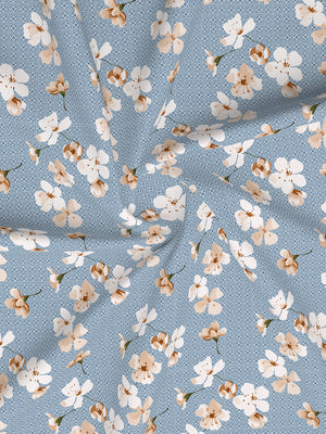 Home Easy 100% Cotton 144 TC Blue Floral 1 King Size Bedsheet with 2 Pillow Covers