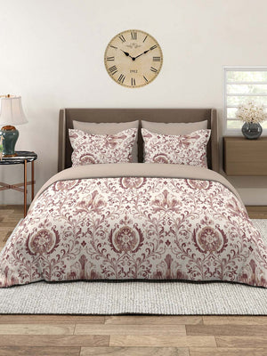100% Cotton Double Size Bedsheet Set with Gift Box - 144 TC Brown Ethnic, Glory Collection