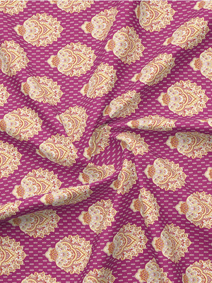 100% Cotton Double Size Bedsheet Set with Gift Box - 144 TC Magenta Ethnic, Glory Collection