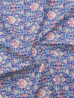 100% Cotton Double Size Bedsheet Set with Gift Box - 144 TC Blue Ethnic, Glory Collection