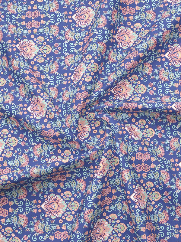 100% Cotton Double Size Bedsheet Set with Gift Box - 144 TC Blue Ethnic, Glory Collection