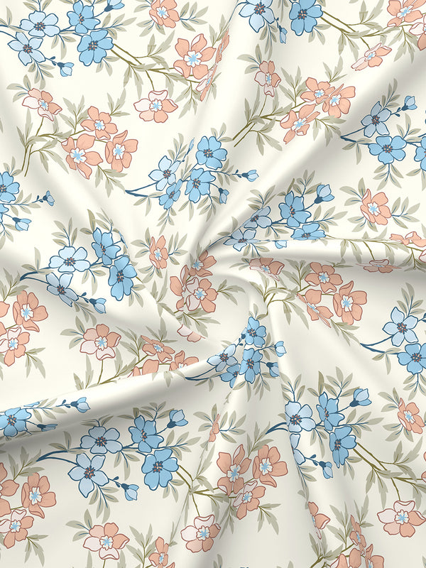 BasicX 100% Cotton 120 TC Multicolor Floral Double Size Bedsheet with 2 Pillow Covers