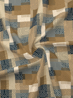 BasicX 100% Cotton 120 TC Brown Geometrical Double Size Bedsheet with 2 Pillow Covers